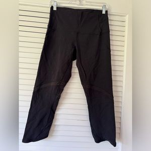 Lululemon Black cropped leggings with mesh detail